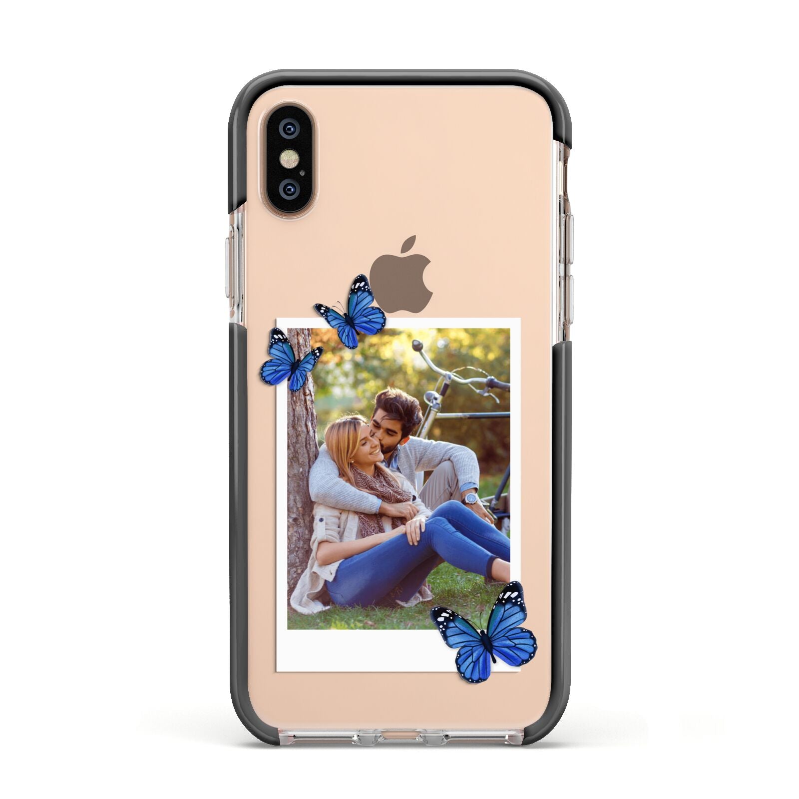 Polaroid Photo Apple iPhone Xs Impact Case Black Edge on Gold Phone