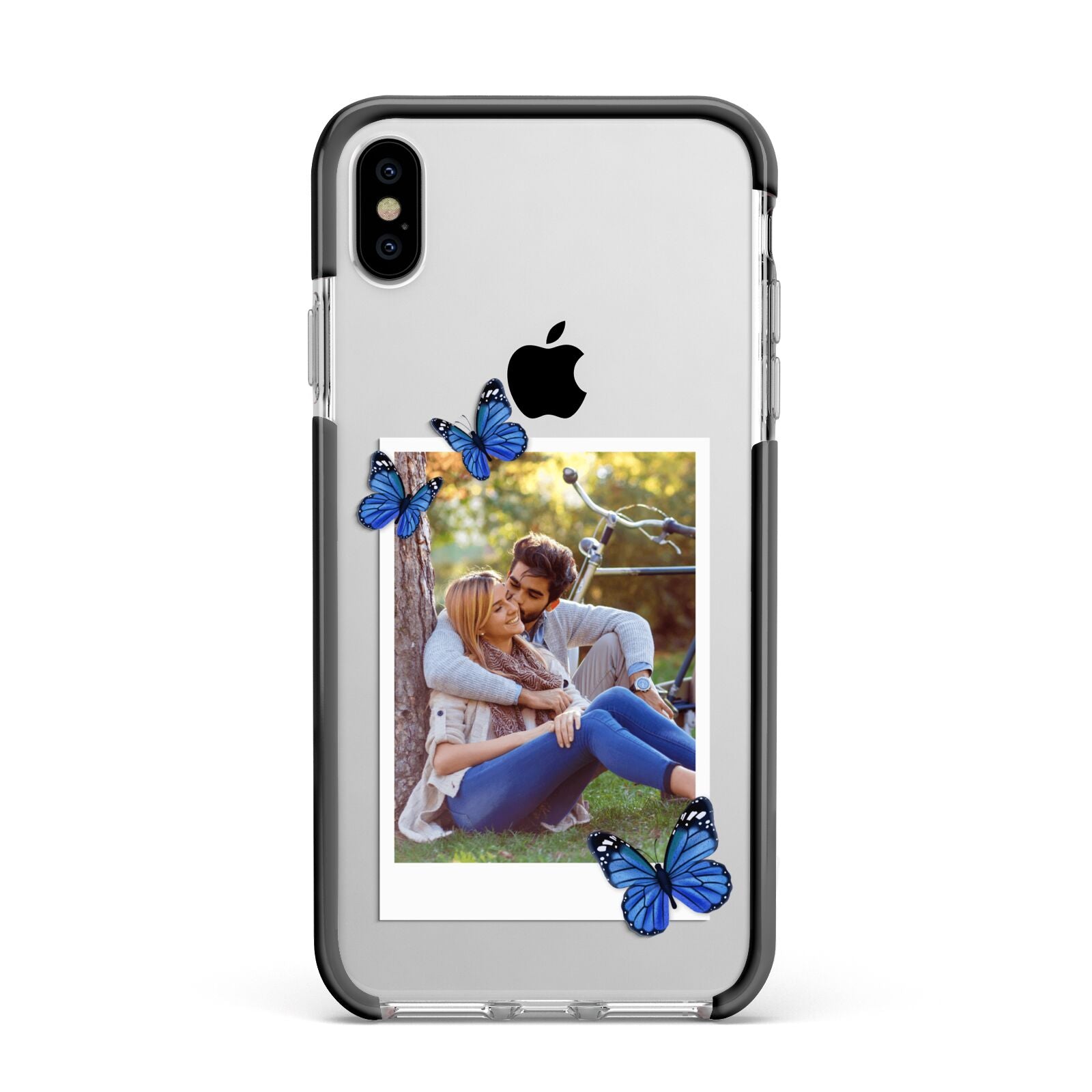 Polaroid Photo Apple iPhone Xs Max Impact Case Black Edge on Silver Phone