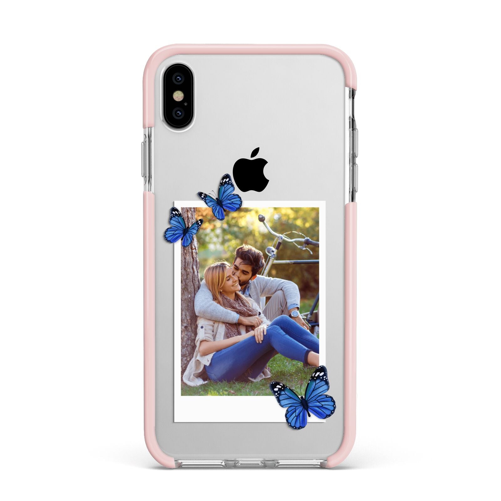 Polaroid Photo Apple iPhone Xs Max Impact Case Pink Edge on Silver Phone
