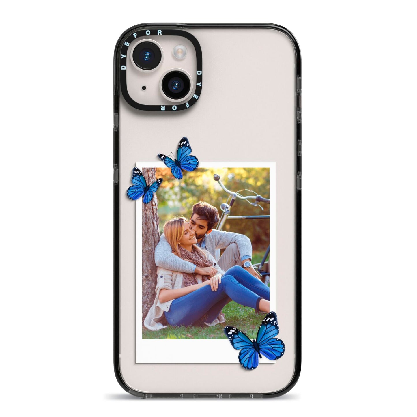 Polaroid Photo iPhone 14 Plus Black Impact Case on Silver phone