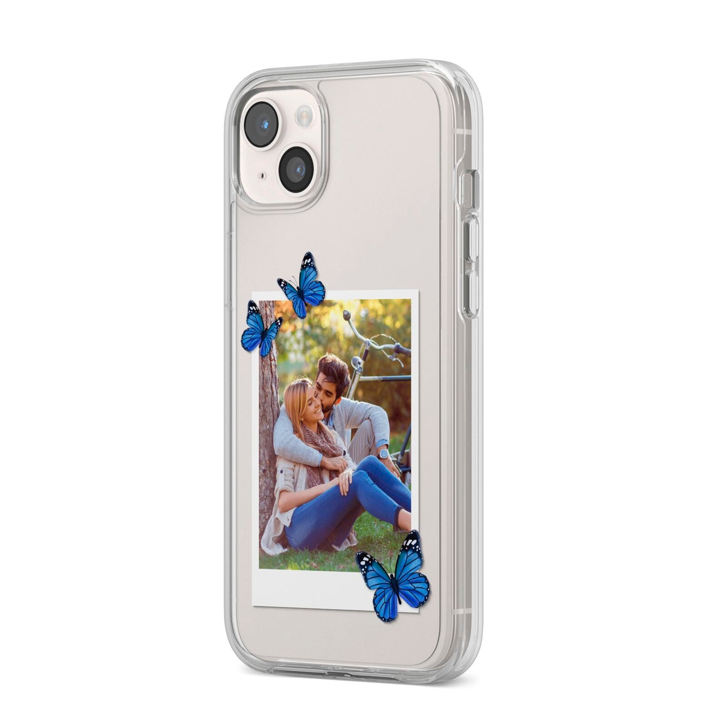 Polaroid Photo iPhone 14 Plus Clear Tough Case Starlight Angled Image