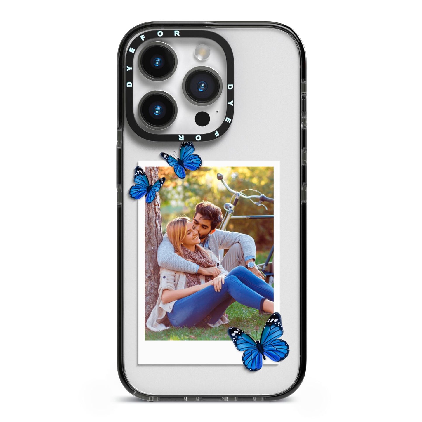 Polaroid Photo iPhone 14 Pro Black Impact Case on Silver phone