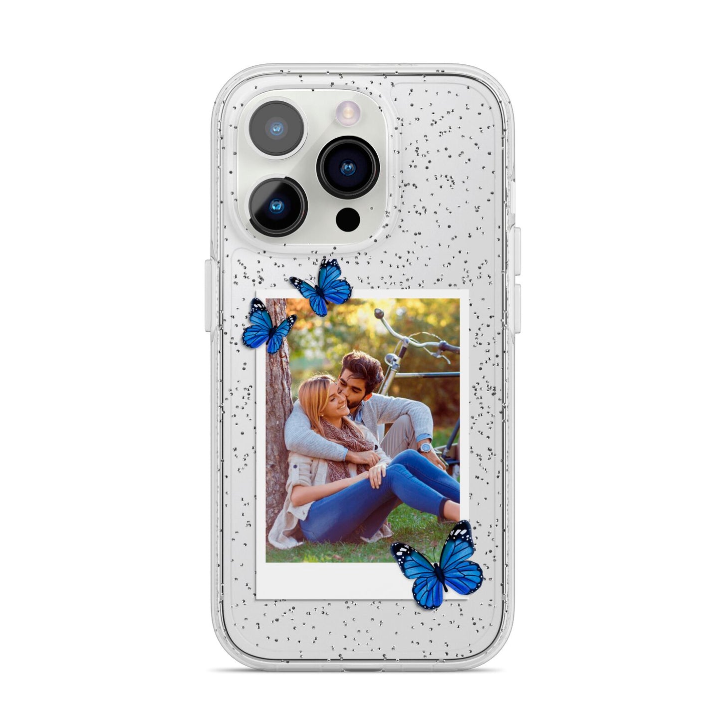 Polaroid Photo iPhone 14 Pro Glitter Tough Case Silver