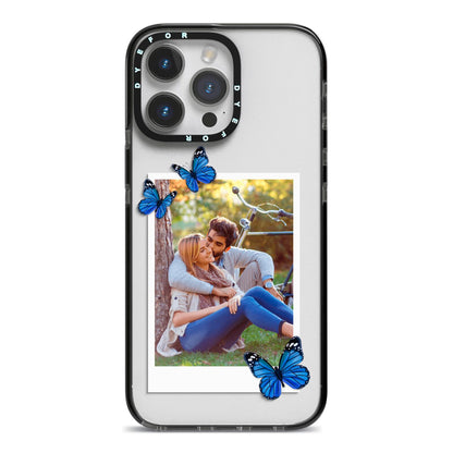 Polaroid Photo iPhone 14 Pro Max Black Impact Case on Silver phone