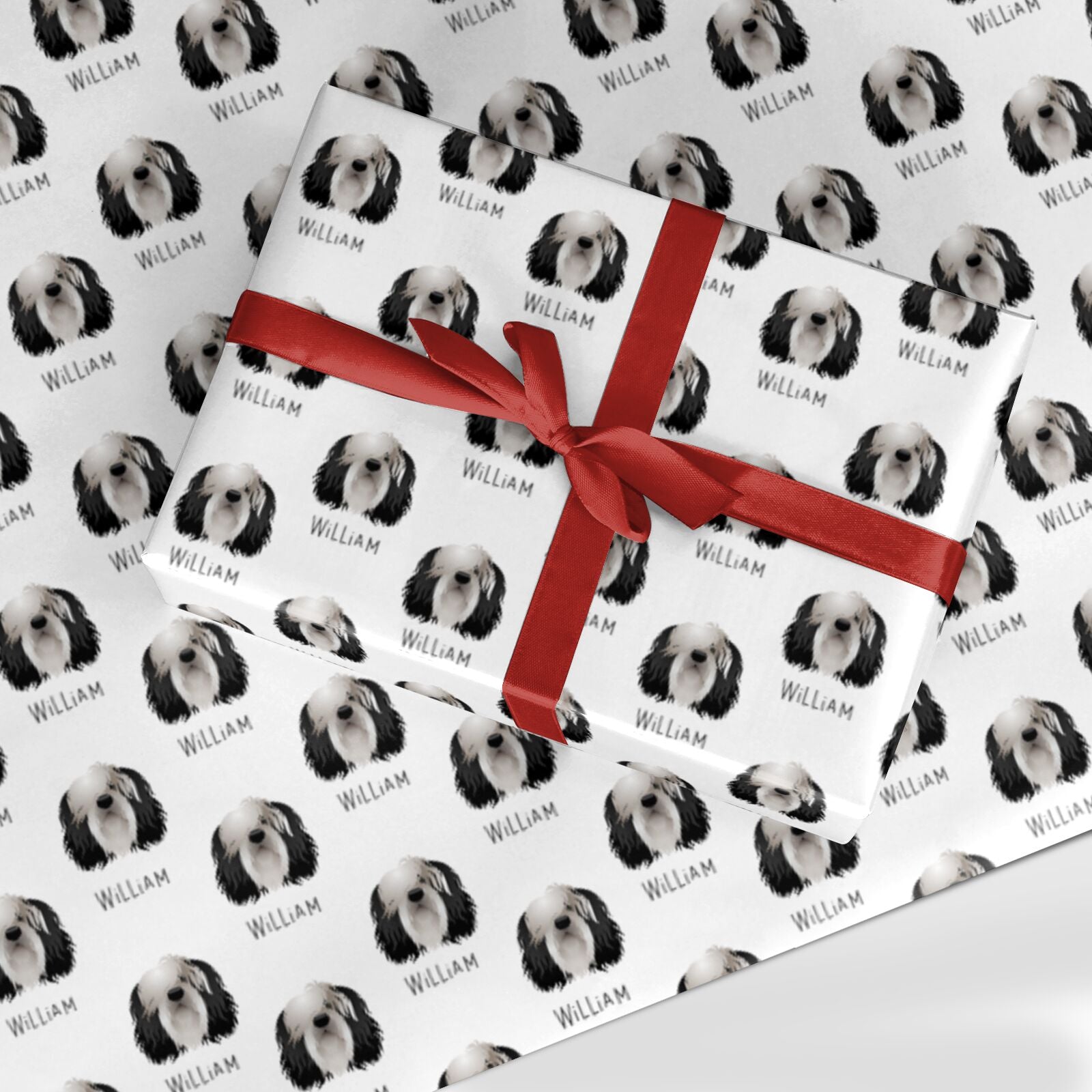 Polish Lowland Sheepdog Icon with Name Custom Wrapping Paper