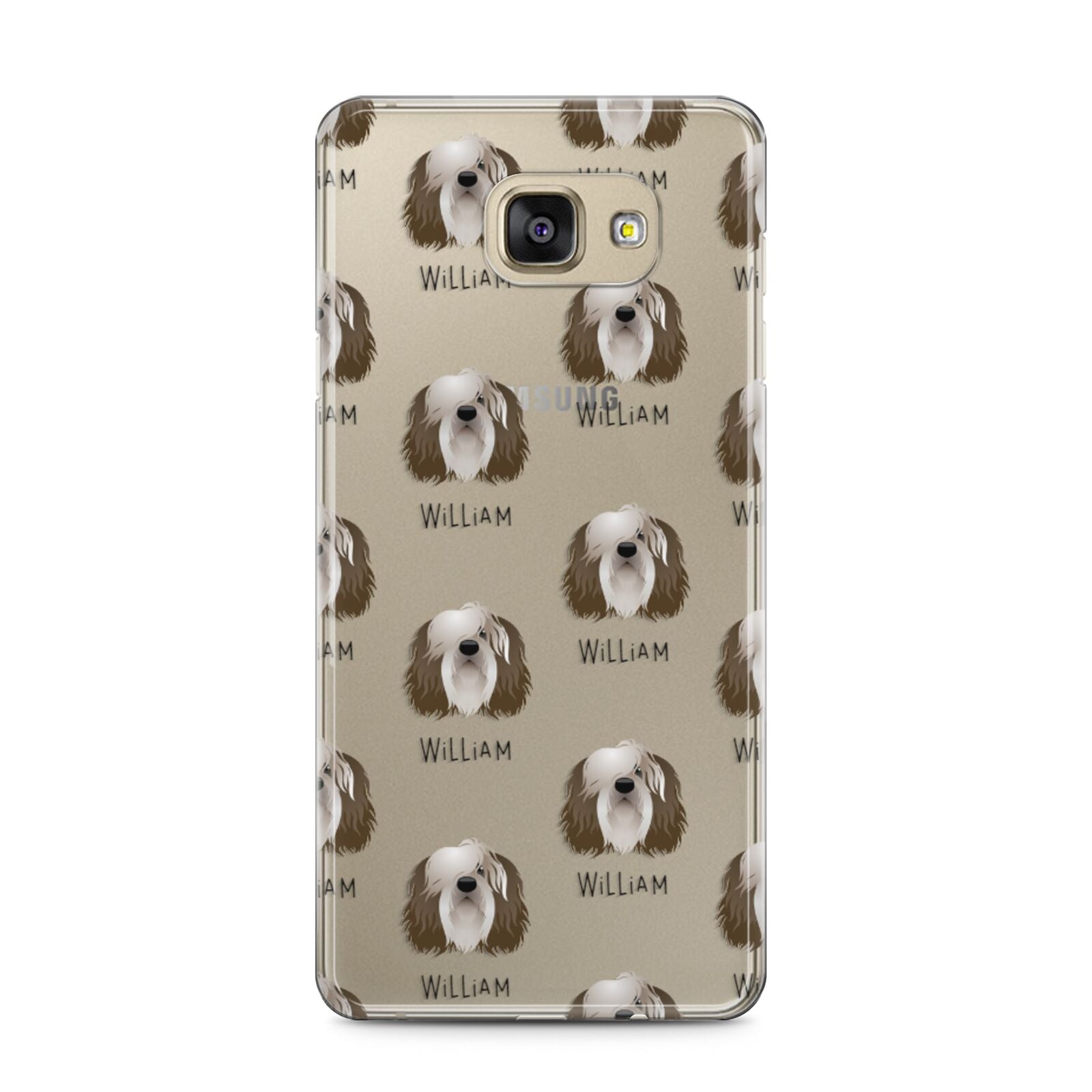 Polish Lowland Sheepdog Icon with Name Samsung Galaxy A5 2016 Case on gold phone