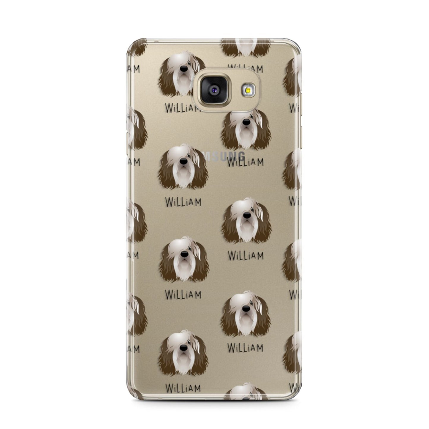 Polish Lowland Sheepdog Icon with Name Samsung Galaxy A7 2016 Case on gold phone