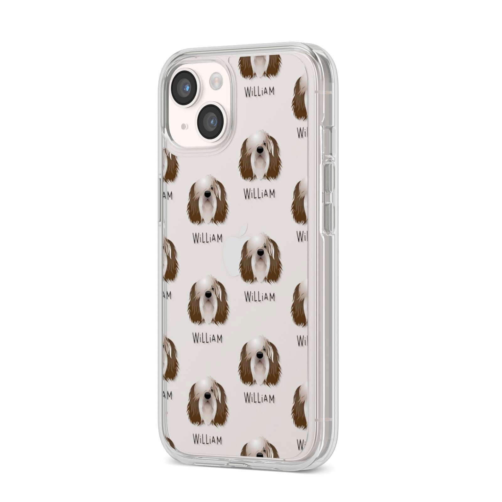 Polish Lowland Sheepdog Icon with Name iPhone 14 Clear Tough Case Starlight Angled Image