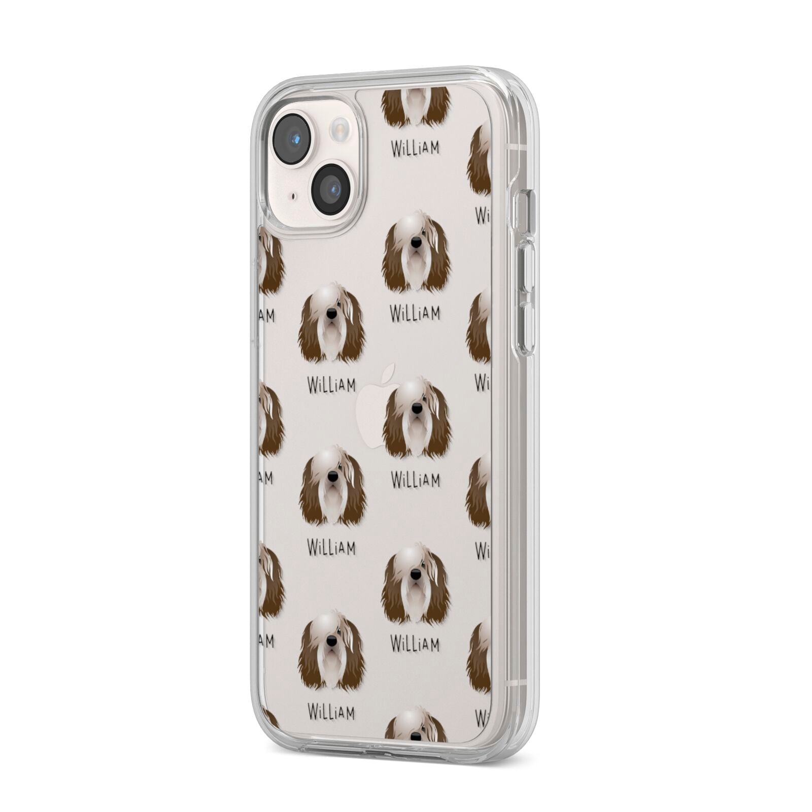 Polish Lowland Sheepdog Icon with Name iPhone 14 Plus Clear Tough Case Starlight Angled Image