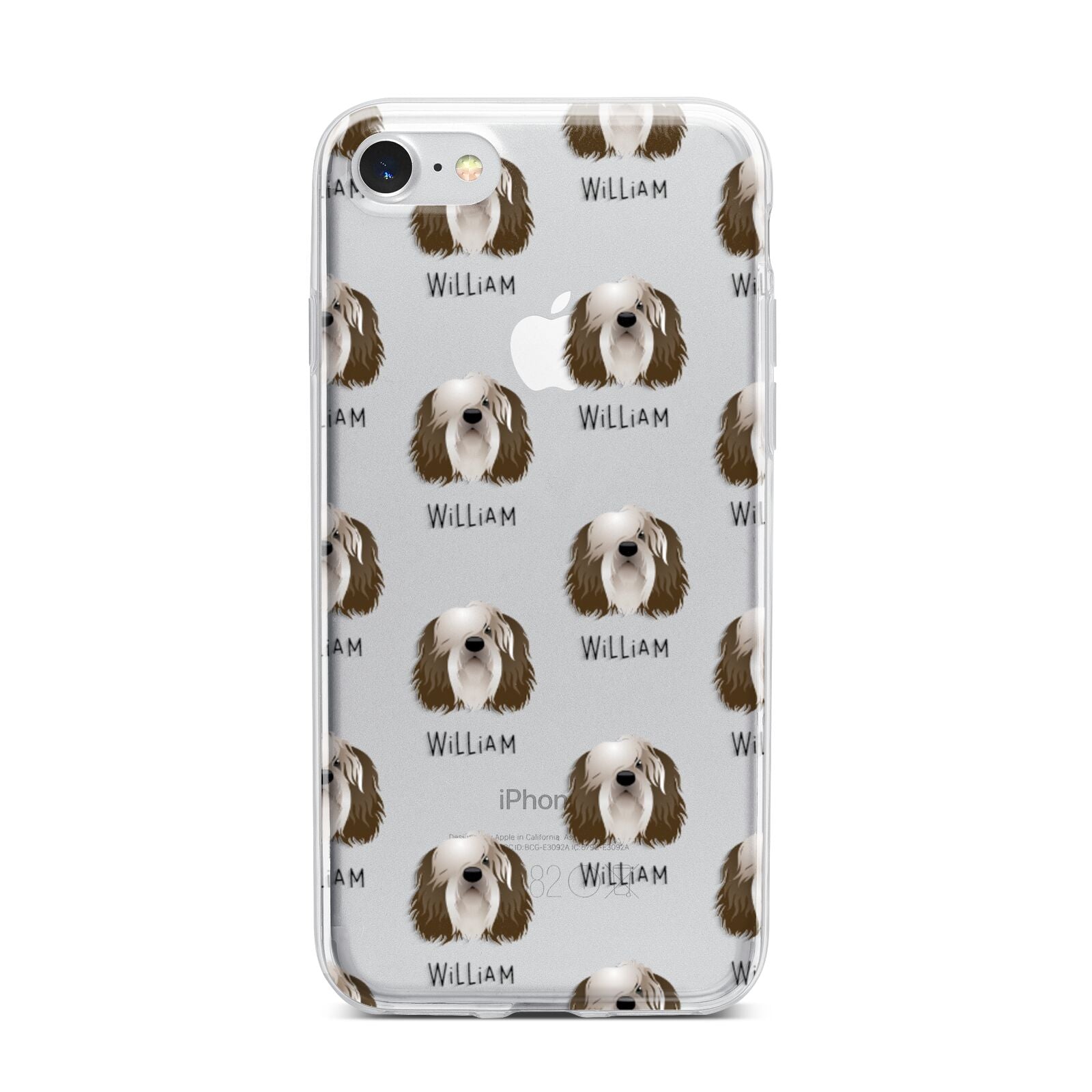 Polish Lowland Sheepdog Icon with Name iPhone 7 Bumper Case on Silver iPhone
