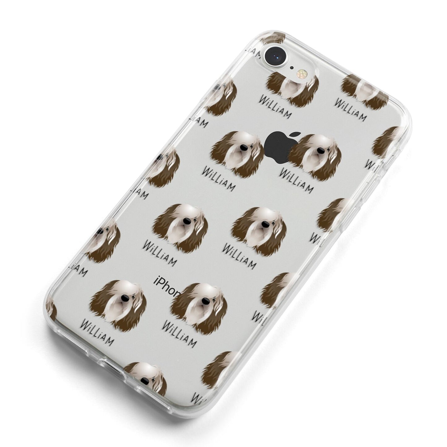 Polish Lowland Sheepdog Icon with Name iPhone 8 Bumper Case on Silver iPhone Alternative Image