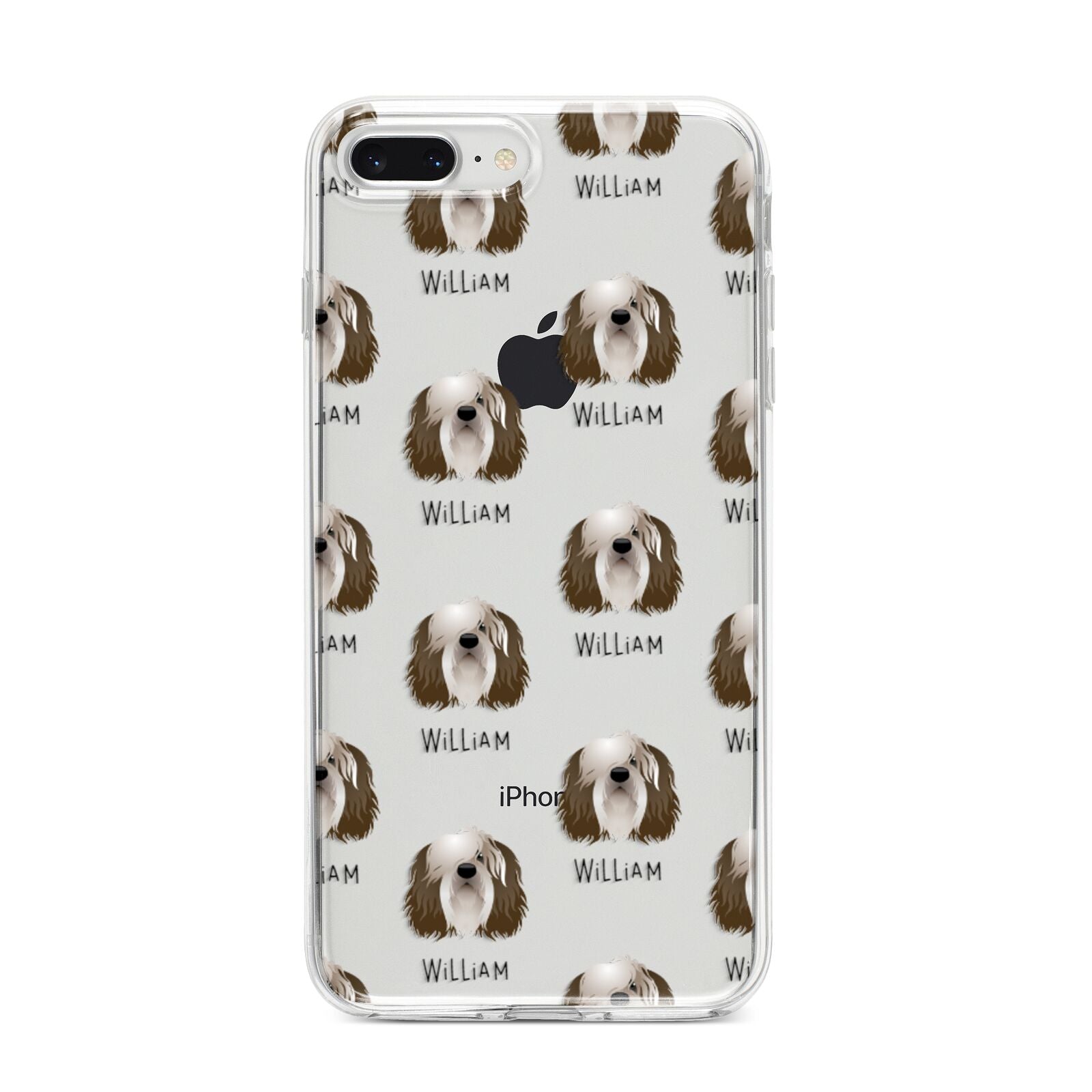 Polish Lowland Sheepdog Icon with Name iPhone 8 Plus Bumper Case on Silver iPhone