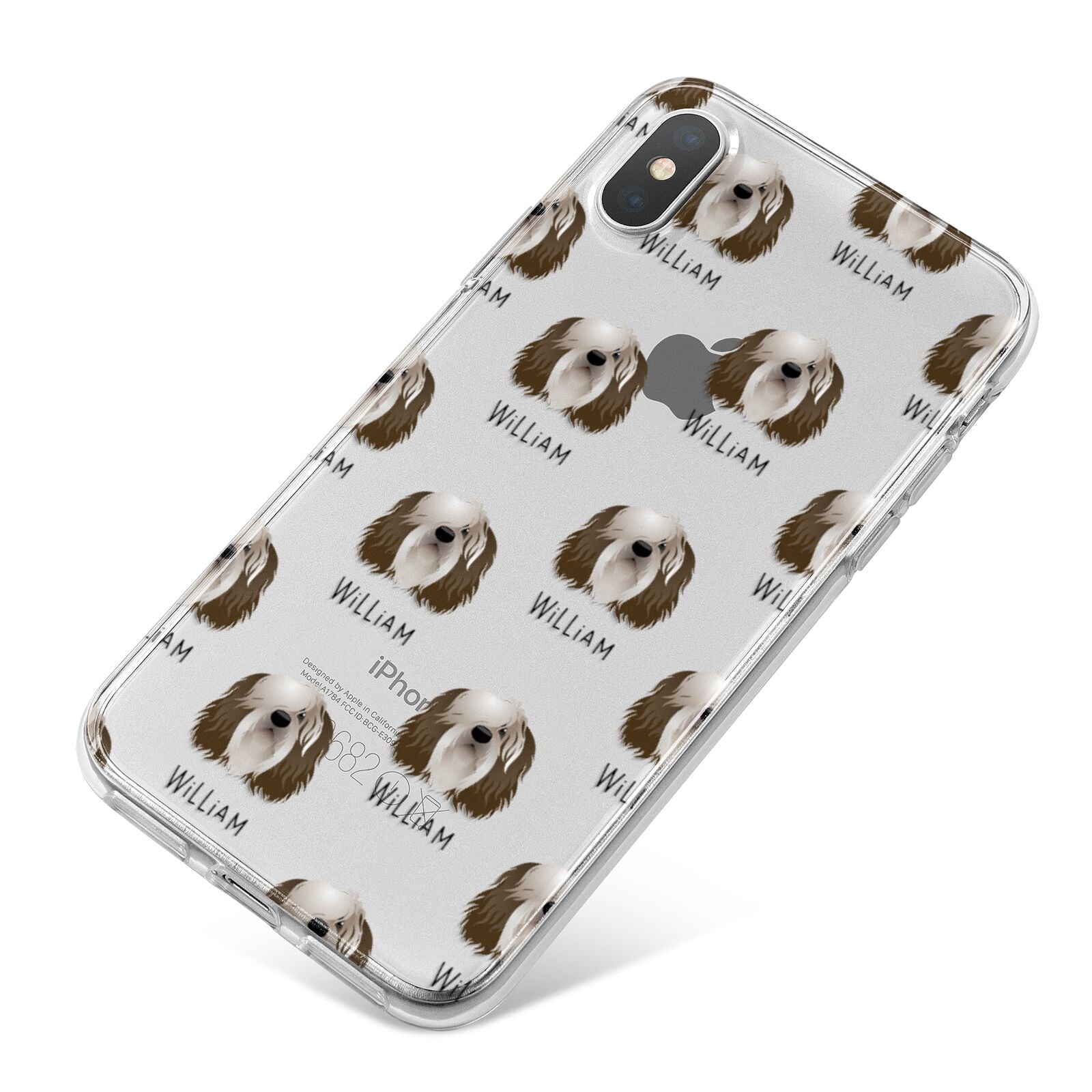 Polish Lowland Sheepdog Icon with Name iPhone X Bumper Case on Silver iPhone