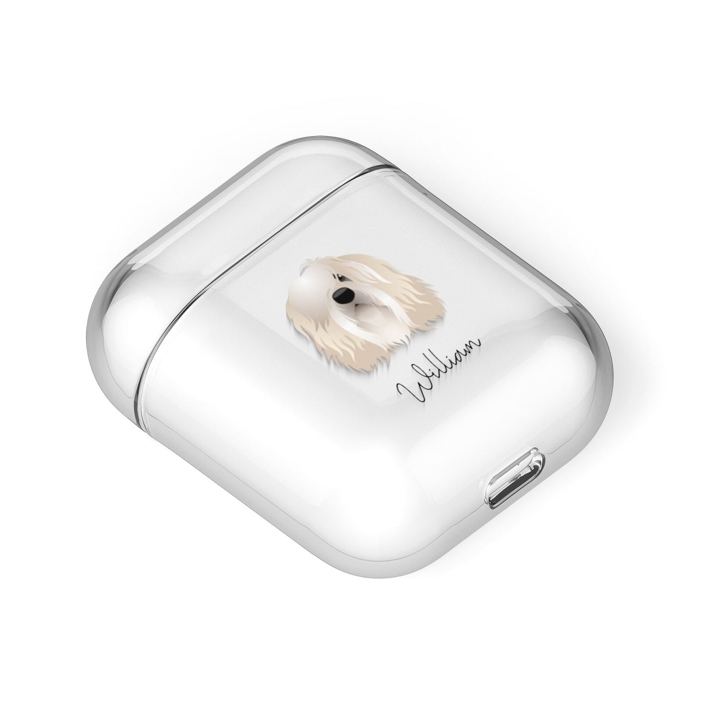 Polish Lowland Sheepdog Personalised AirPods Case Laid Flat