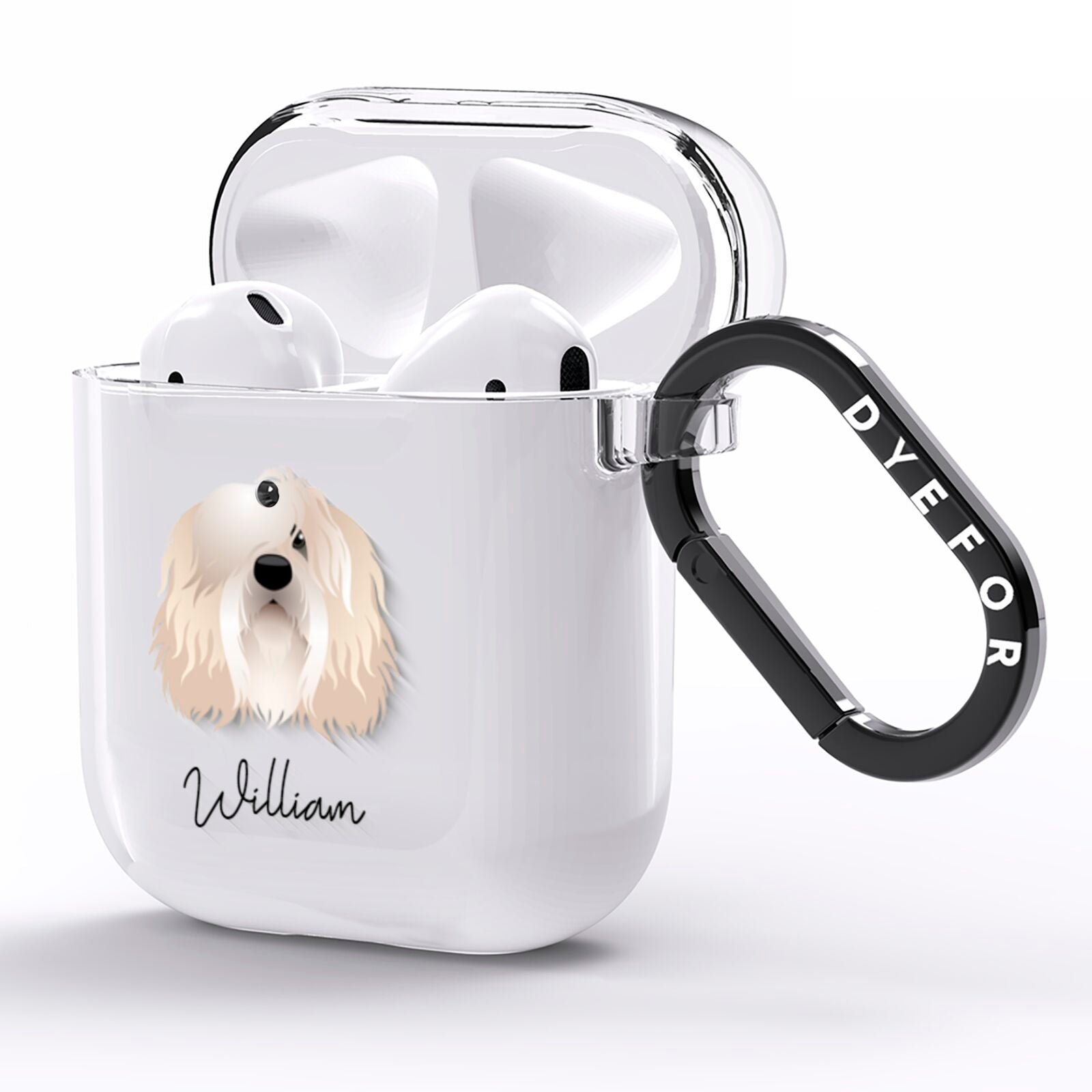 Polish Lowland Sheepdog Personalised AirPods Clear Case Side Image
