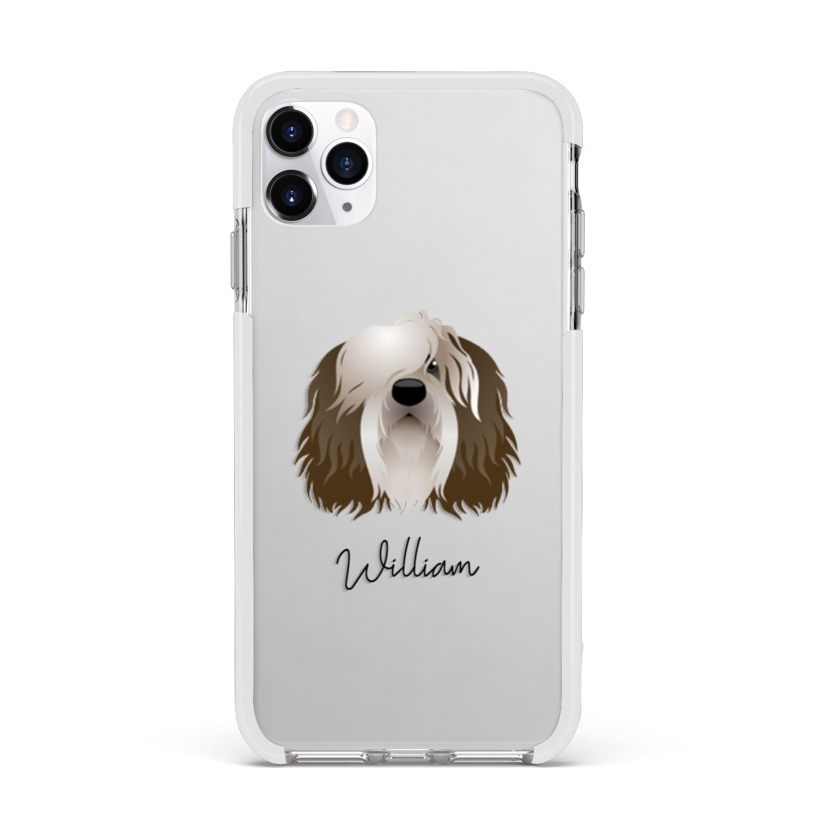 Polish Lowland Sheepdog Personalised Apple iPhone 11 Pro Max in Silver with White Impact Case