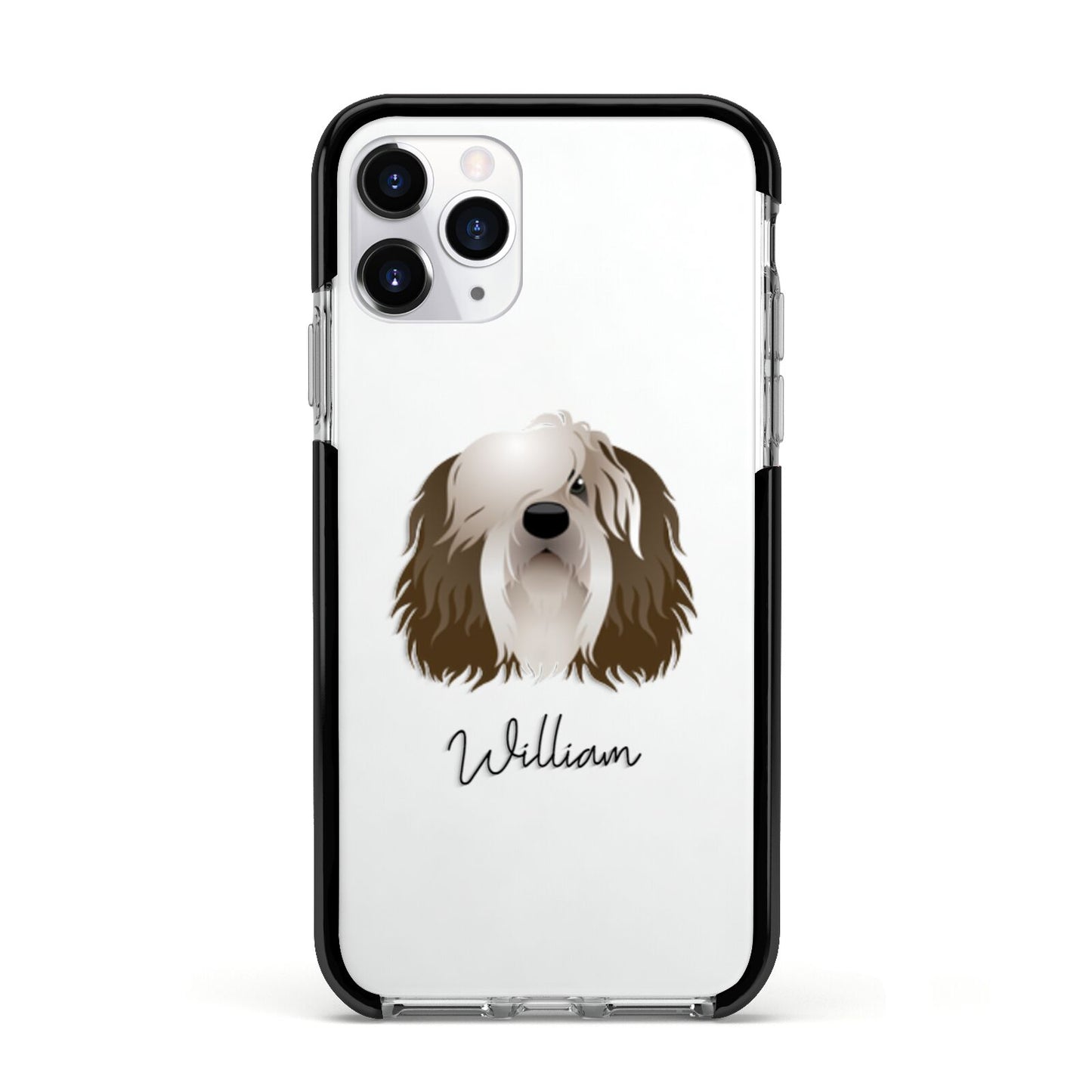 Polish Lowland Sheepdog Personalised Apple iPhone 11 Pro in Silver with Black Impact Case