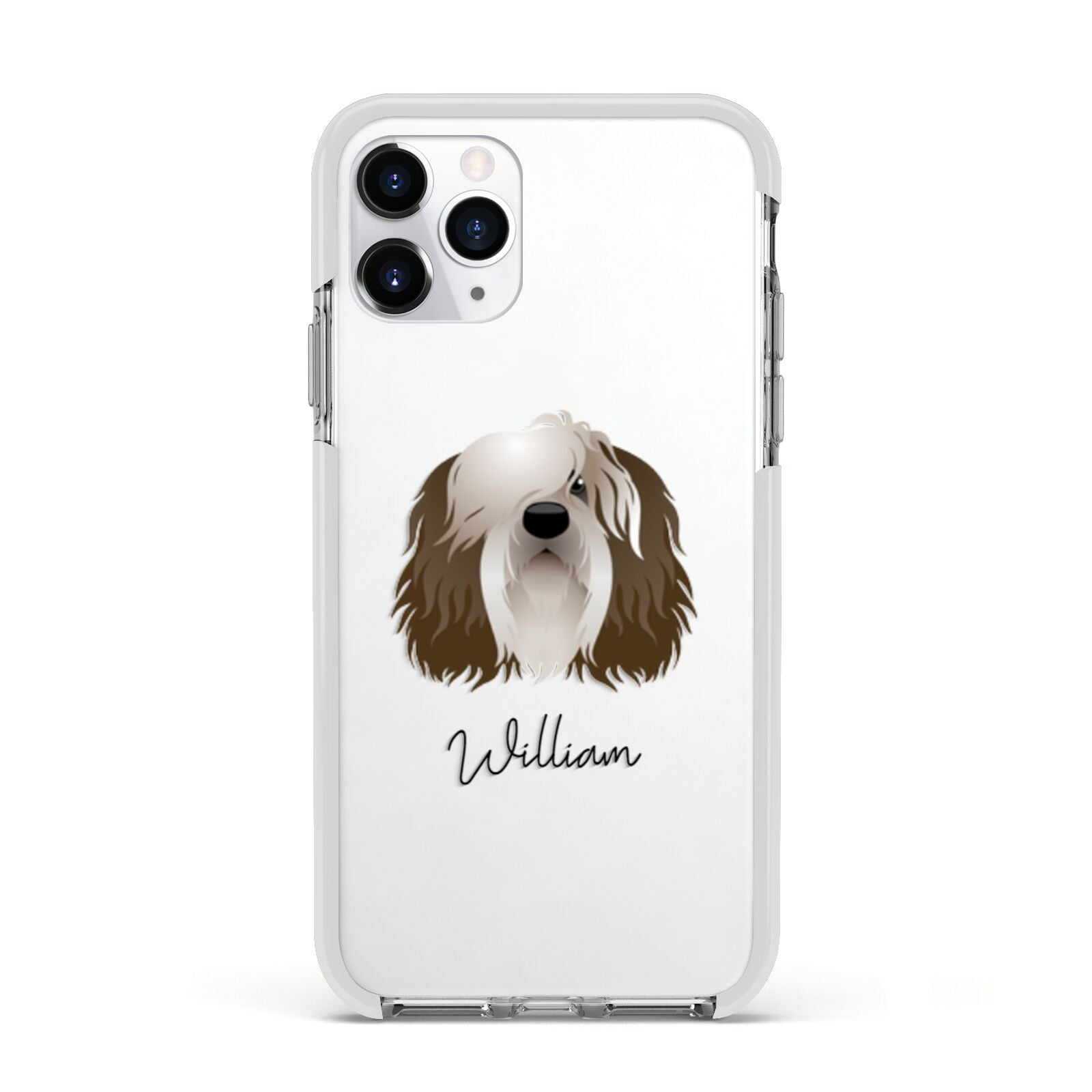 Polish Lowland Sheepdog Personalised Apple iPhone 11 Pro in Silver with White Impact Case