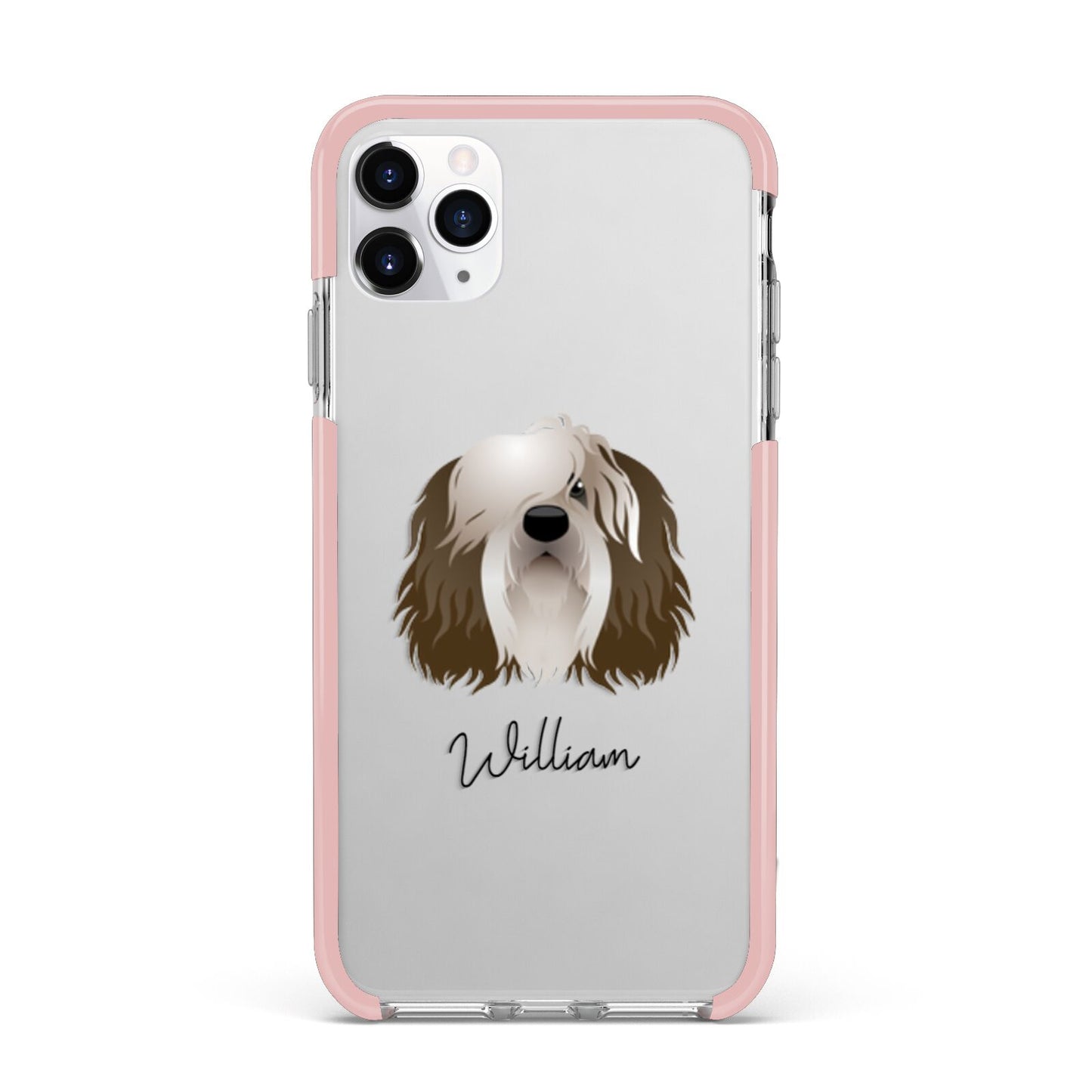 Polish Lowland Sheepdog Personalised iPhone 11 Pro Max Impact Pink Edge Case