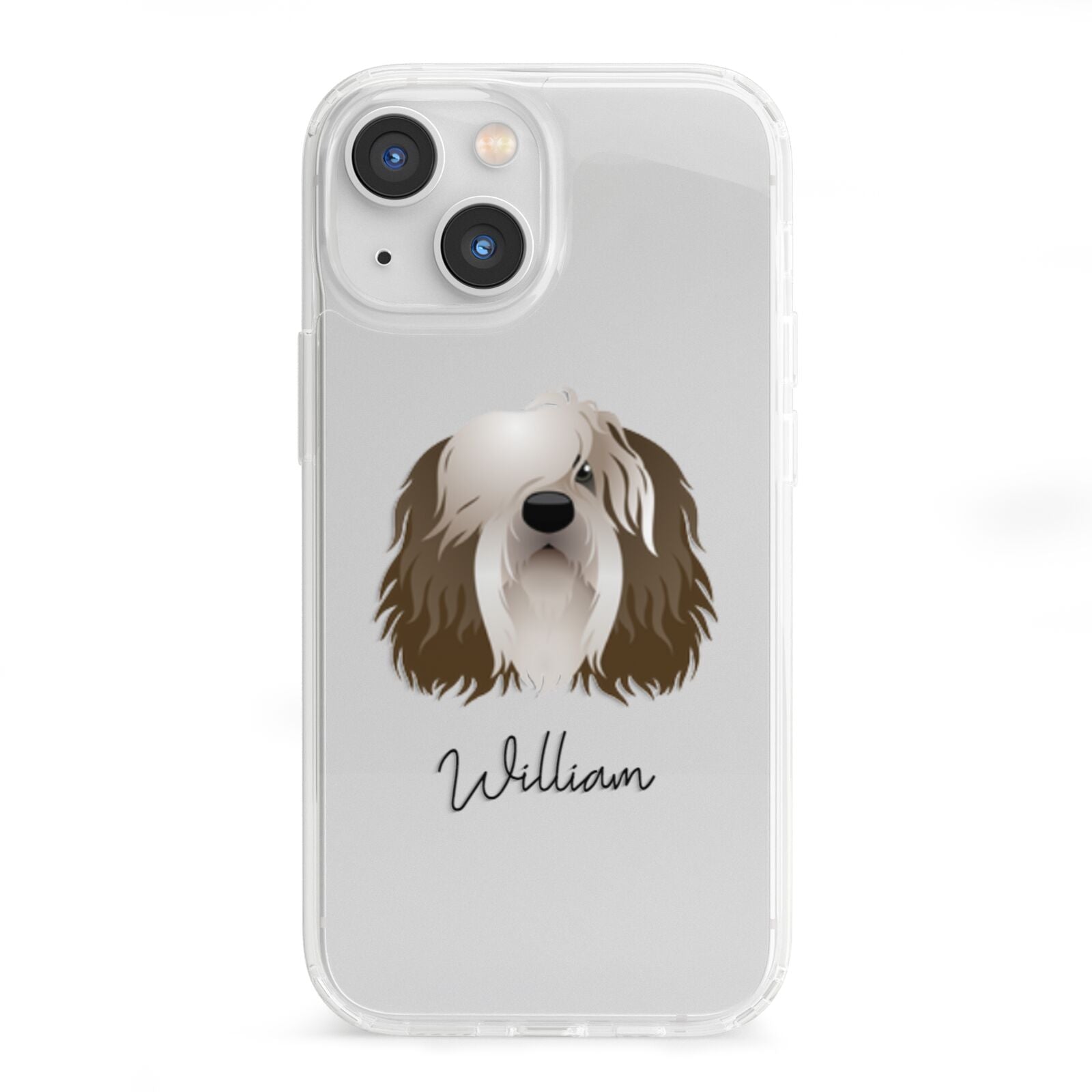 Polish Lowland Sheepdog Personalised iPhone 13 Mini Clear Bumper Case
