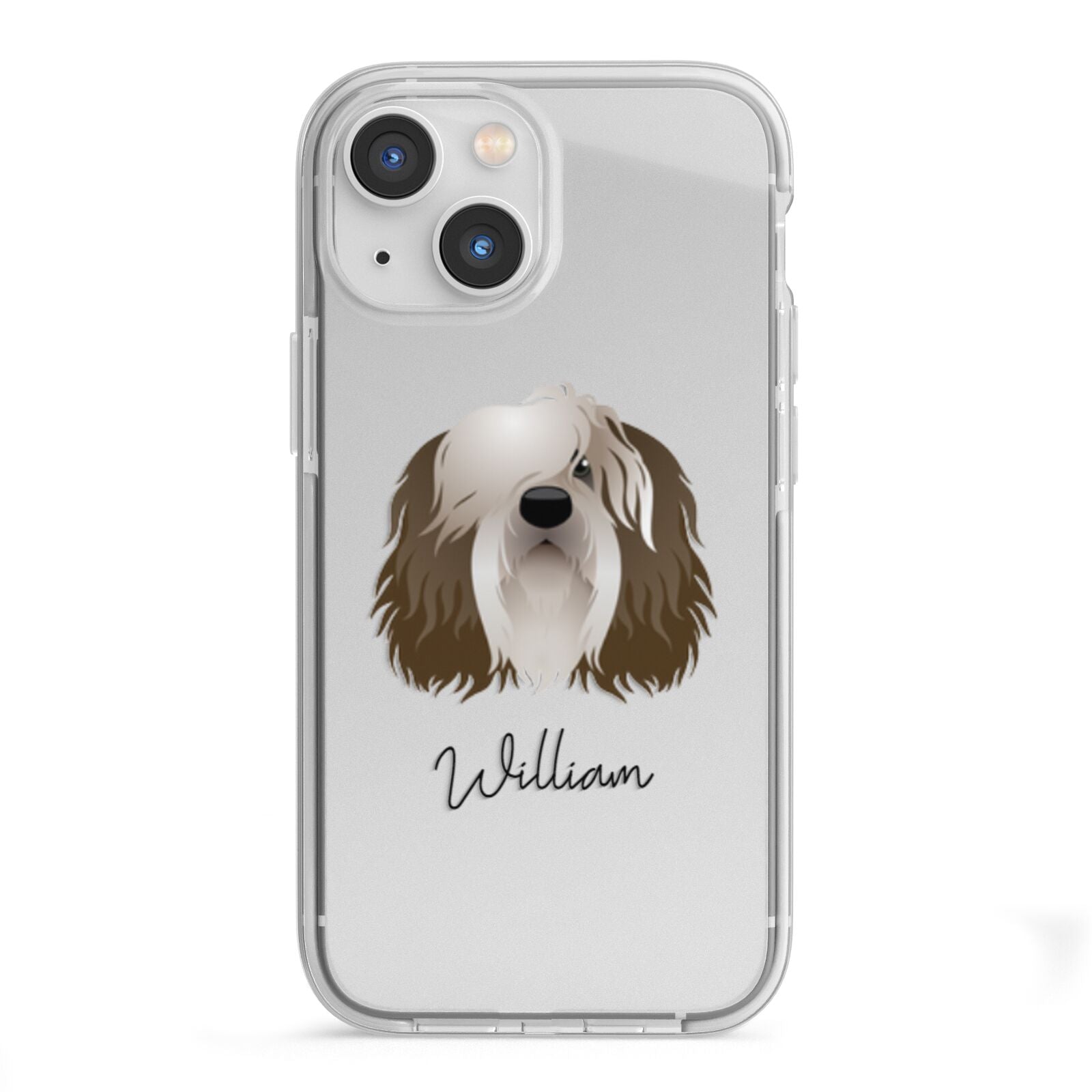 Polish Lowland Sheepdog Personalised iPhone 13 Mini TPU Impact Case with White Edges