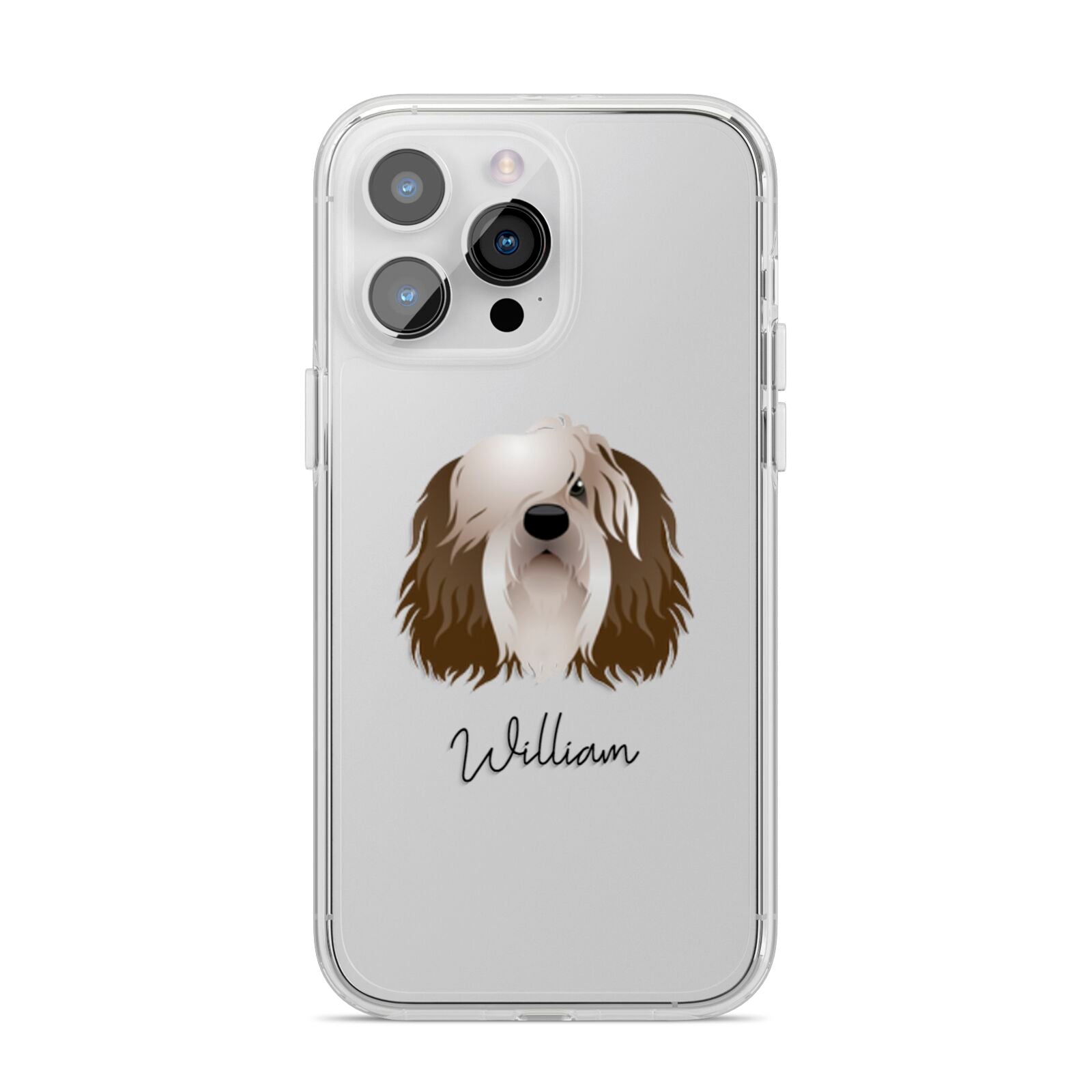 Polish Lowland Sheepdog Personalised iPhone 14 Pro Max Clear Tough Case Silver