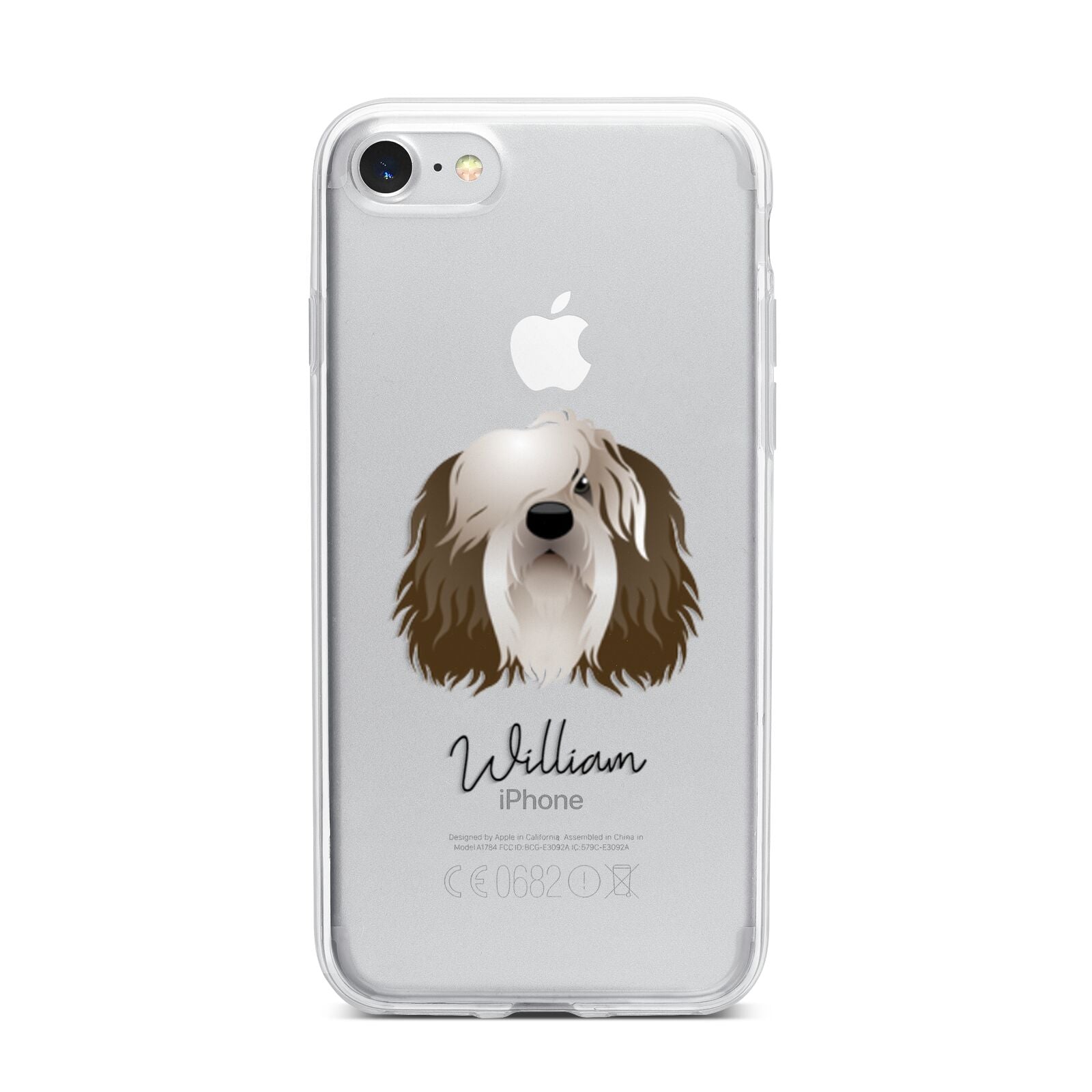 Polish Lowland Sheepdog Personalised iPhone 7 Bumper Case on Silver iPhone