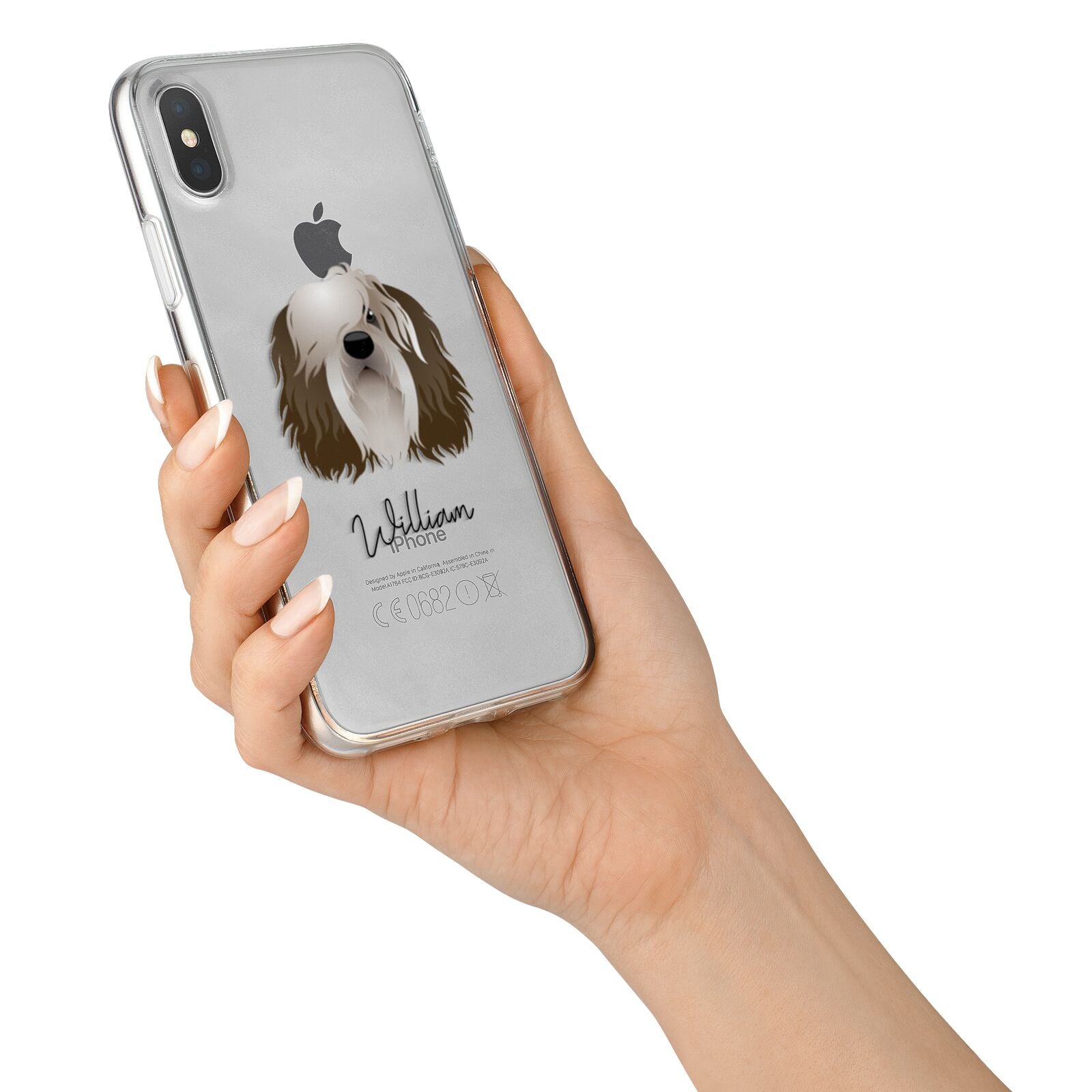 Polish Lowland Sheepdog Personalised iPhone X Bumper Case on Silver iPhone Alternative Image 2