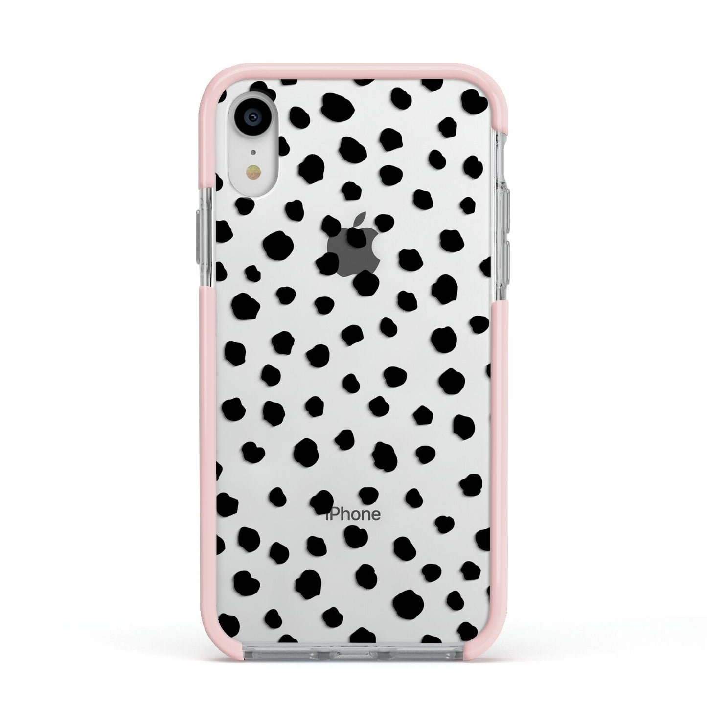 Polka Dot Apple iPhone XR Impact Case Pink Edge on Silver Phone