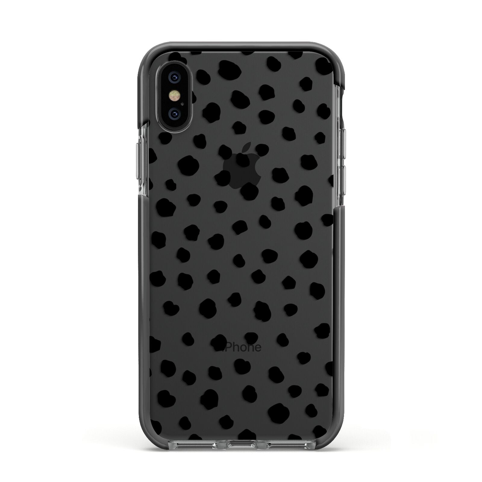Polka Dot Apple iPhone Xs Impact Case Black Edge on Black Phone
