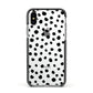 Polka Dot Apple iPhone Xs Impact Case Black Edge on Silver Phone