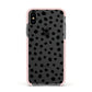 Polka Dot Apple iPhone Xs Impact Case Pink Edge on Black Phone