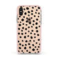 Polka Dot Apple iPhone Xs Impact Case Pink Edge on Gold Phone