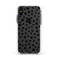 Polka Dot Apple iPhone Xs Impact Case White Edge on Black Phone