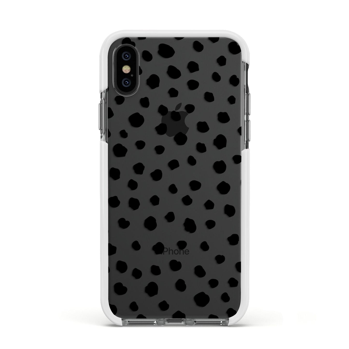 Polka Dot Apple iPhone Xs Impact Case White Edge on Black Phone