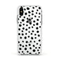 Polka Dot Apple iPhone Xs Impact Case White Edge on Silver Phone