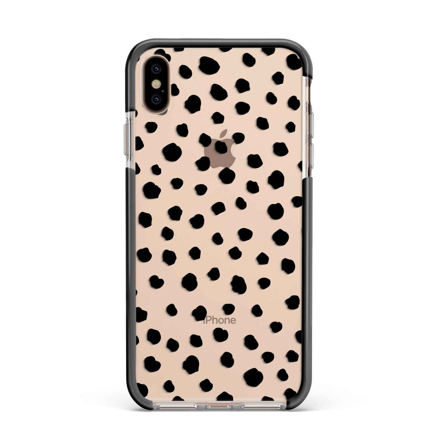 Polka Dot Apple iPhone Xs Max Impact Case Black Edge on Gold Phone