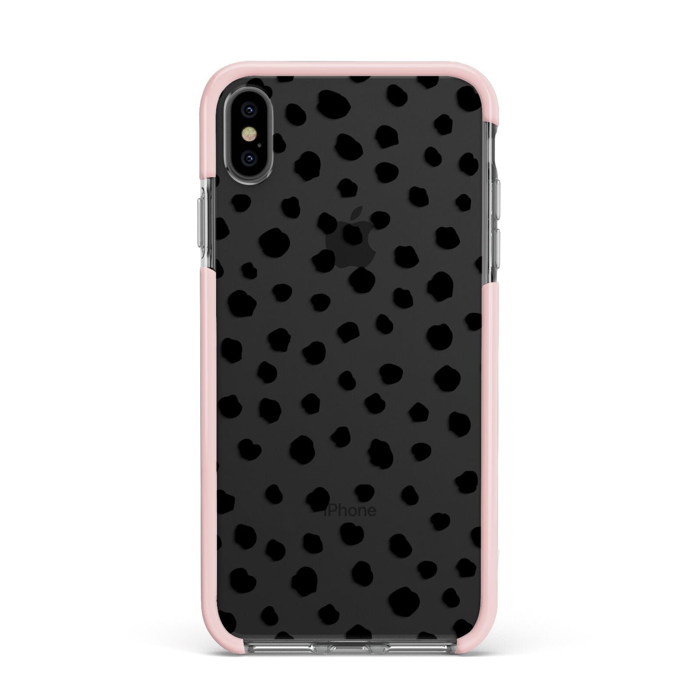 Polka Dot Apple iPhone Xs Max Impact Case Pink Edge on Black Phone