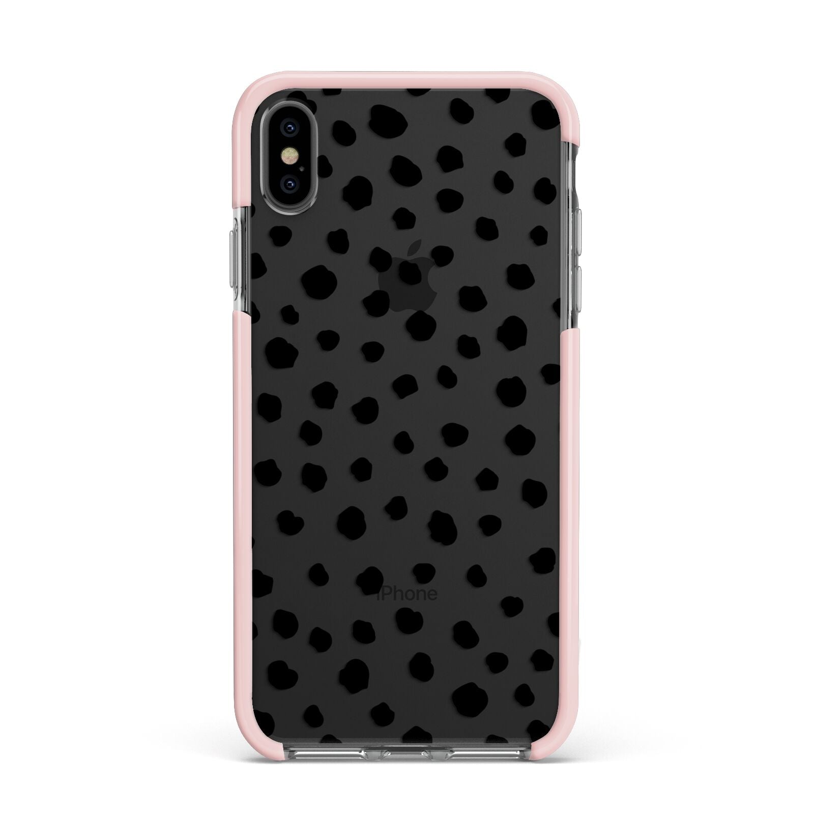 Polka Dot Apple iPhone Xs Max Impact Case Pink Edge on Black Phone