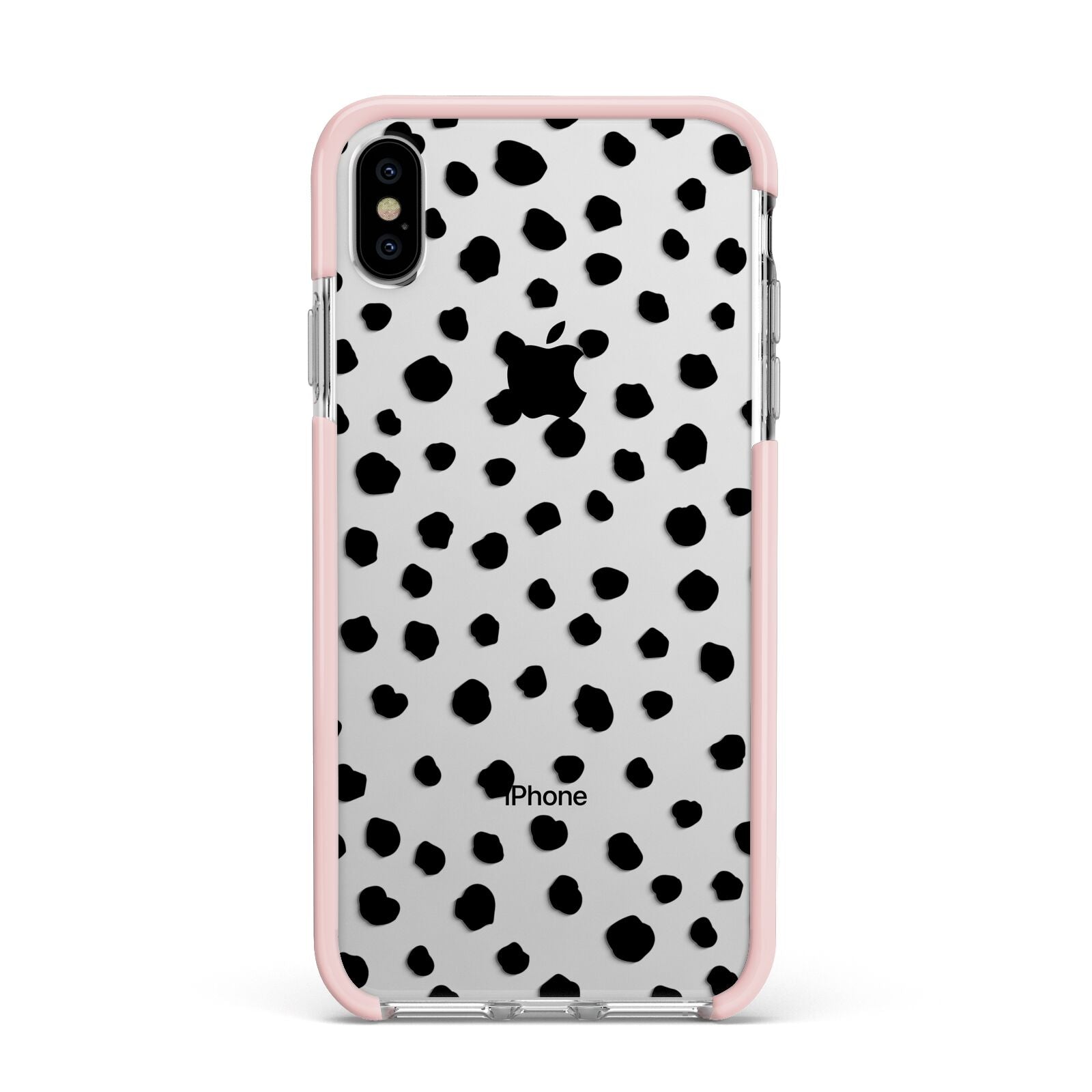 Polka Dot Apple iPhone Xs Max Impact Case Pink Edge on Silver Phone