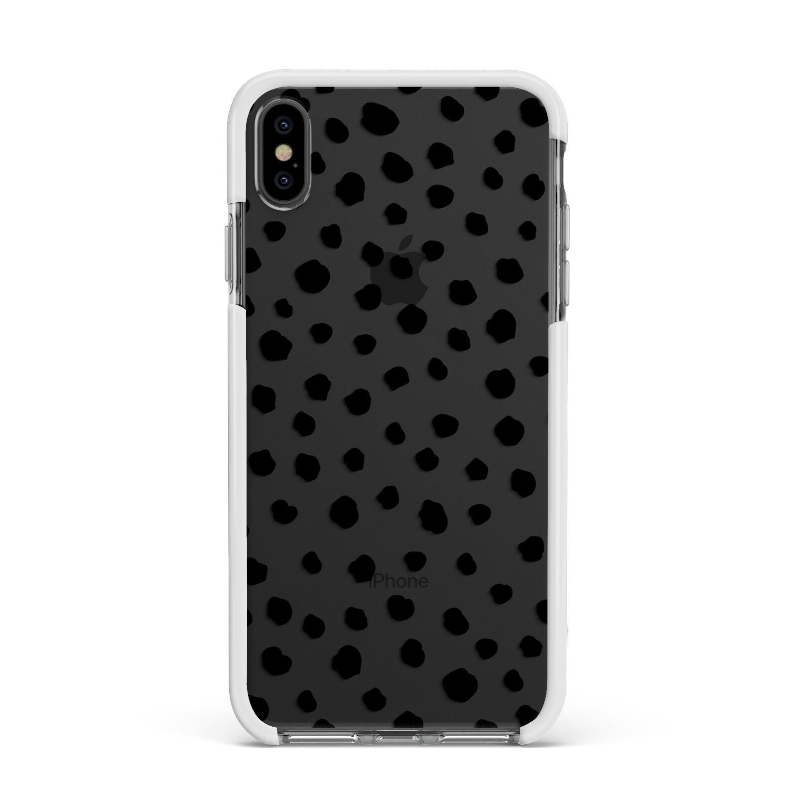 Polka Dot Apple iPhone Xs Max Impact Case White Edge on Black Phone