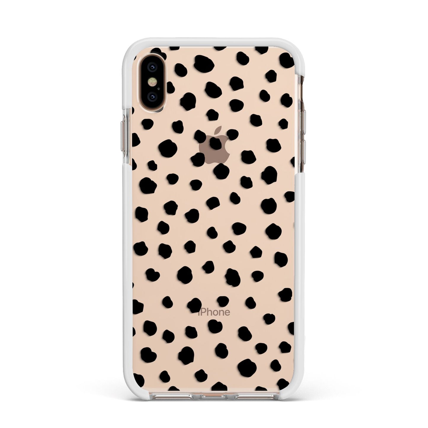 Polka Dot Apple iPhone Xs Max Impact Case White Edge on Gold Phone