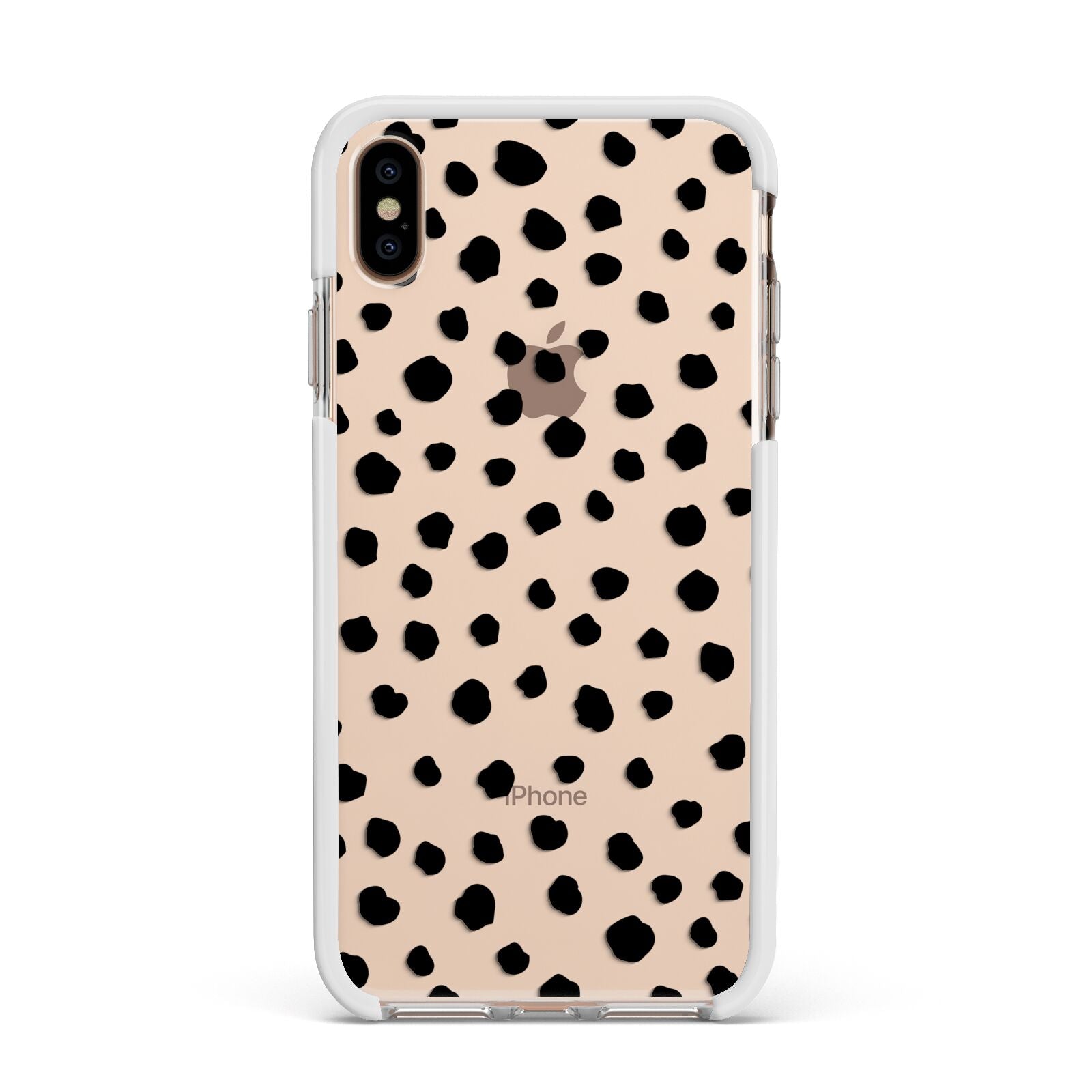Polka Dot Apple iPhone Xs Max Impact Case White Edge on Gold Phone