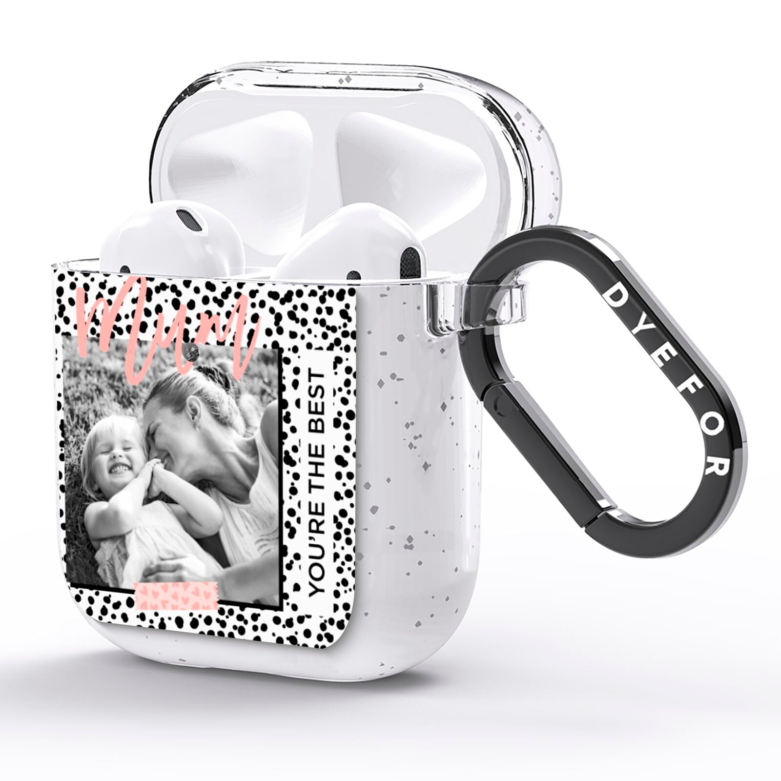Polka Dot Mum AirPods Glitter Case Side Image