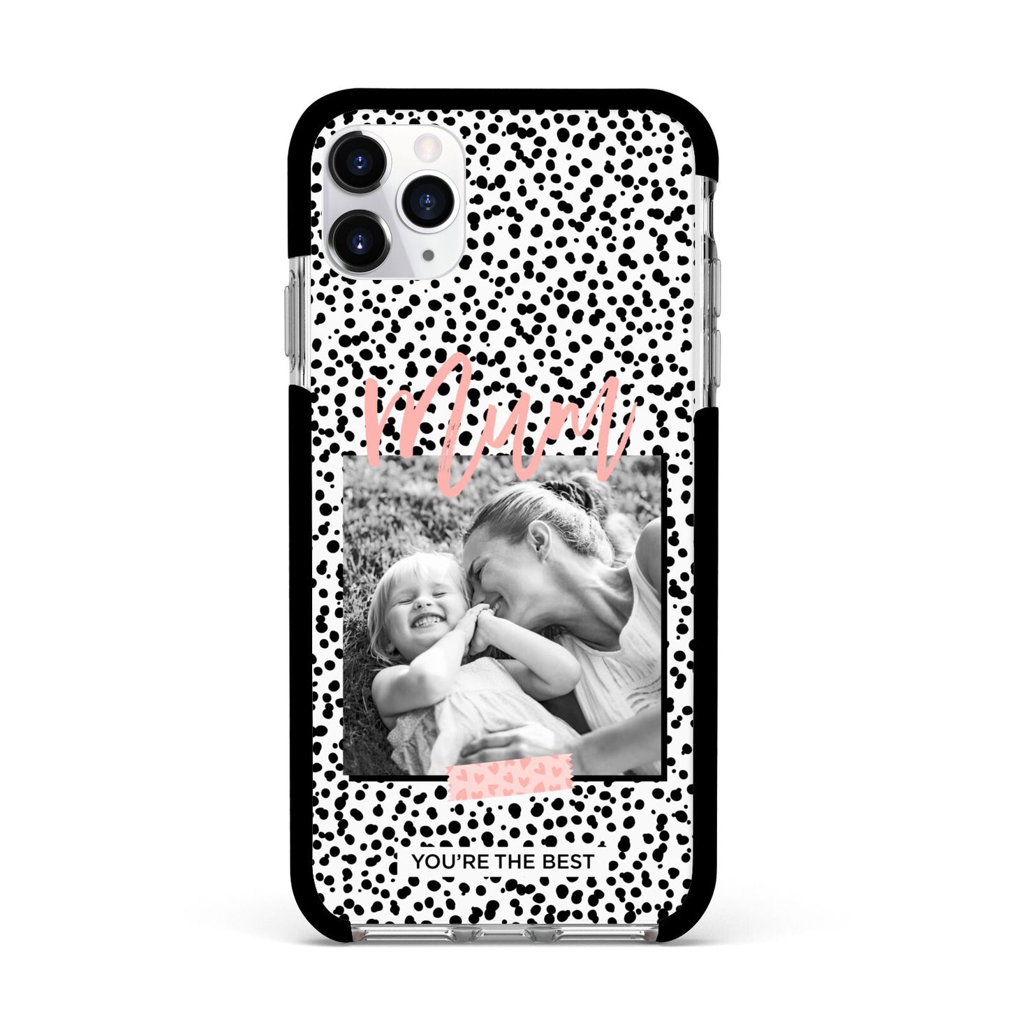 Polka Dot Mum Apple iPhone 11 Pro Max in Silver with Black Impact Case