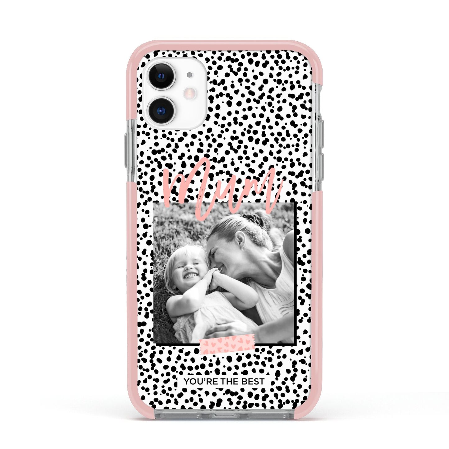 Polka Dot Mum Apple iPhone 11 in White with Pink Impact Case