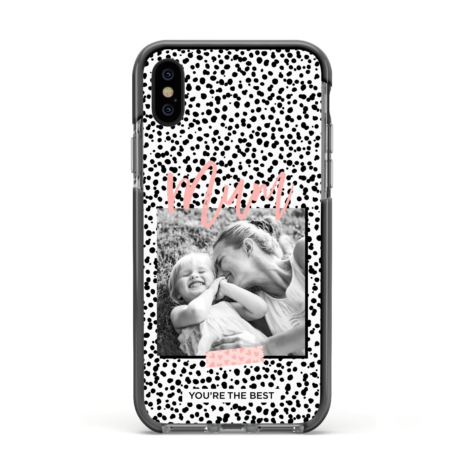 Polka Dot Mum Apple iPhone Xs Impact Case Black Edge on Black Phone
