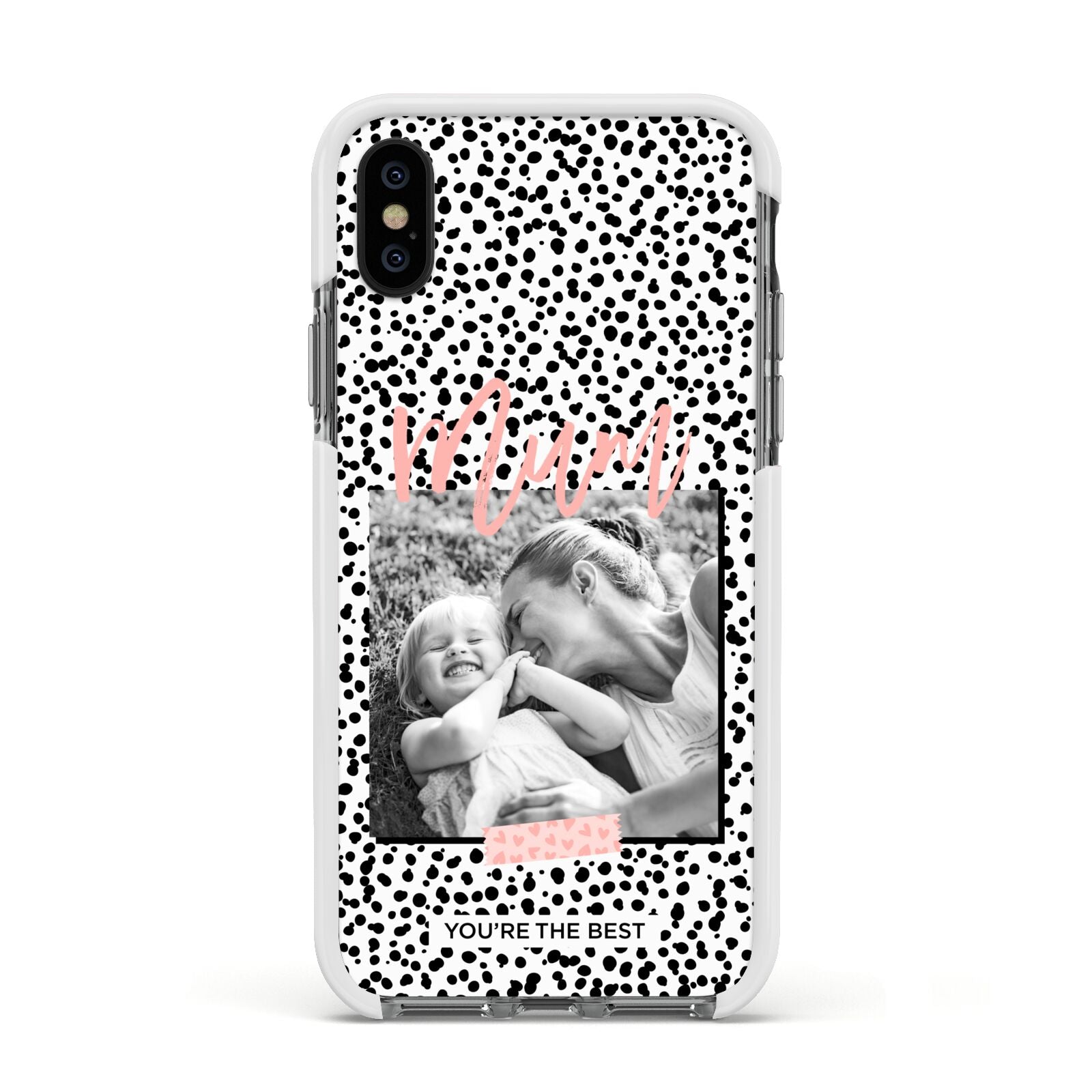 Polka Dot Mum Apple iPhone Xs Impact Case White Edge on Black Phone