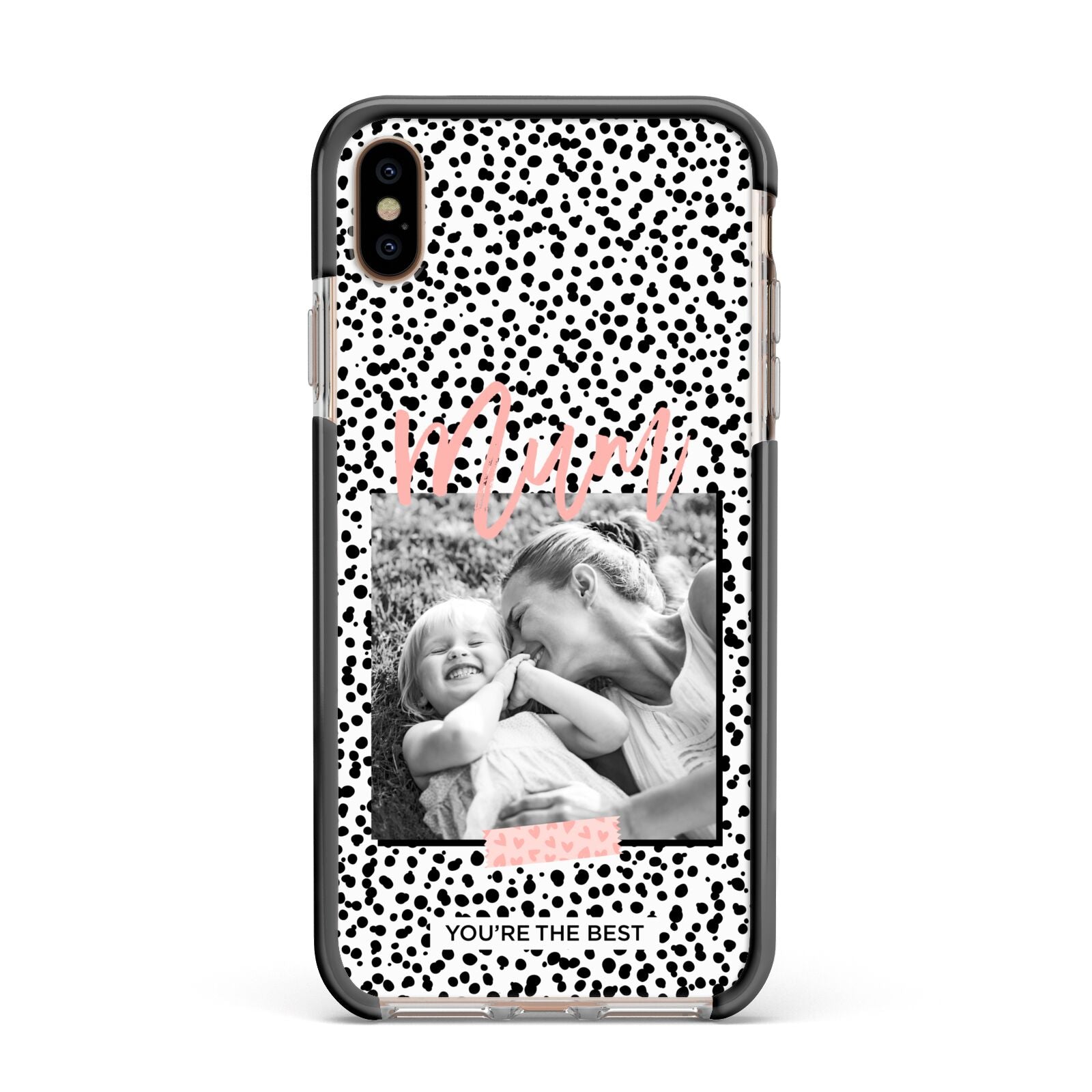 Polka Dot Mum Apple iPhone Xs Max Impact Case Black Edge on Gold Phone