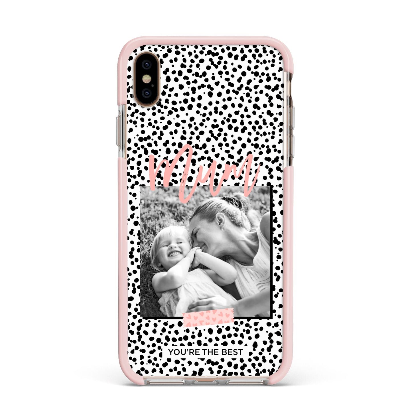 Polka Dot Mum Apple iPhone Xs Max Impact Case Pink Edge on Gold Phone